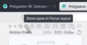 Hovered button with tooltip saying 'Open pane in focus layout'